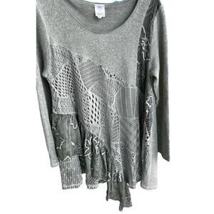 Whimsy Forest Fairycore Lace knit asymmetrical Sage Moss greens boho sz S